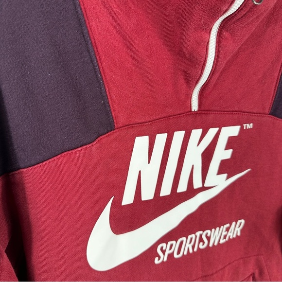 Nike Archive Half Zip Pullover Sweatshirt In Burgundy | Size Small - Picture 5 of 13